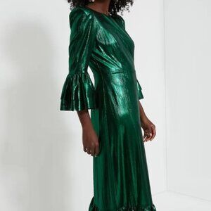 NWT - Pomander Place - Emerald Crinkle Lurex Lillith Dress - Size S